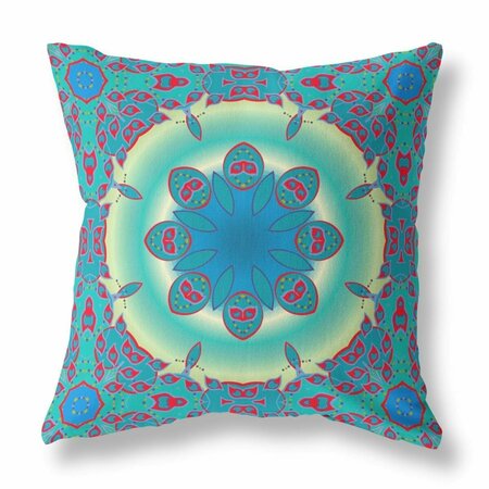 PALACEDESIGNS 18 in. Jewel Indoor & Outdoor Zippered Throw Pillow Blue Green & Red PA3098479